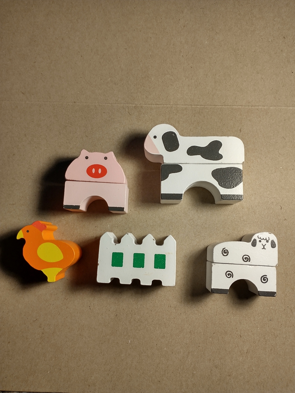Happy Go Fluffy Wooden Farm Animal Stacking Blocks – Pig Cow Chicken Sheep